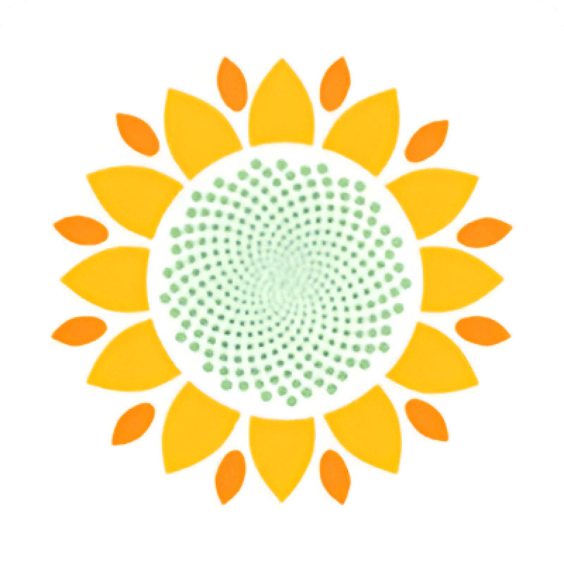 A sunflower with green and yellow petals on it.